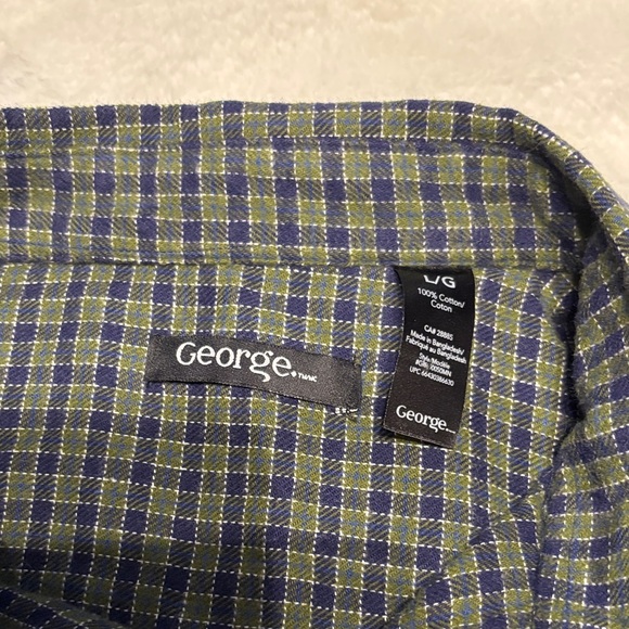 George Men's Casual flannel Plaid Shirt - Black and Green - Picture 2 of 6